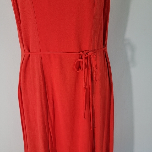 Mind Set By XCVI Red Pre Shrunk Asymmetrical Midi Dress Sz M Viscose Sleeveless - Picture 3 of 9